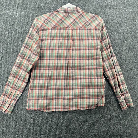 prAna Shirt Womens M Plaid Tunic Long Sleeve Casual Outdoor Peasant‎ Boho Grunge - Picture 5 of 10